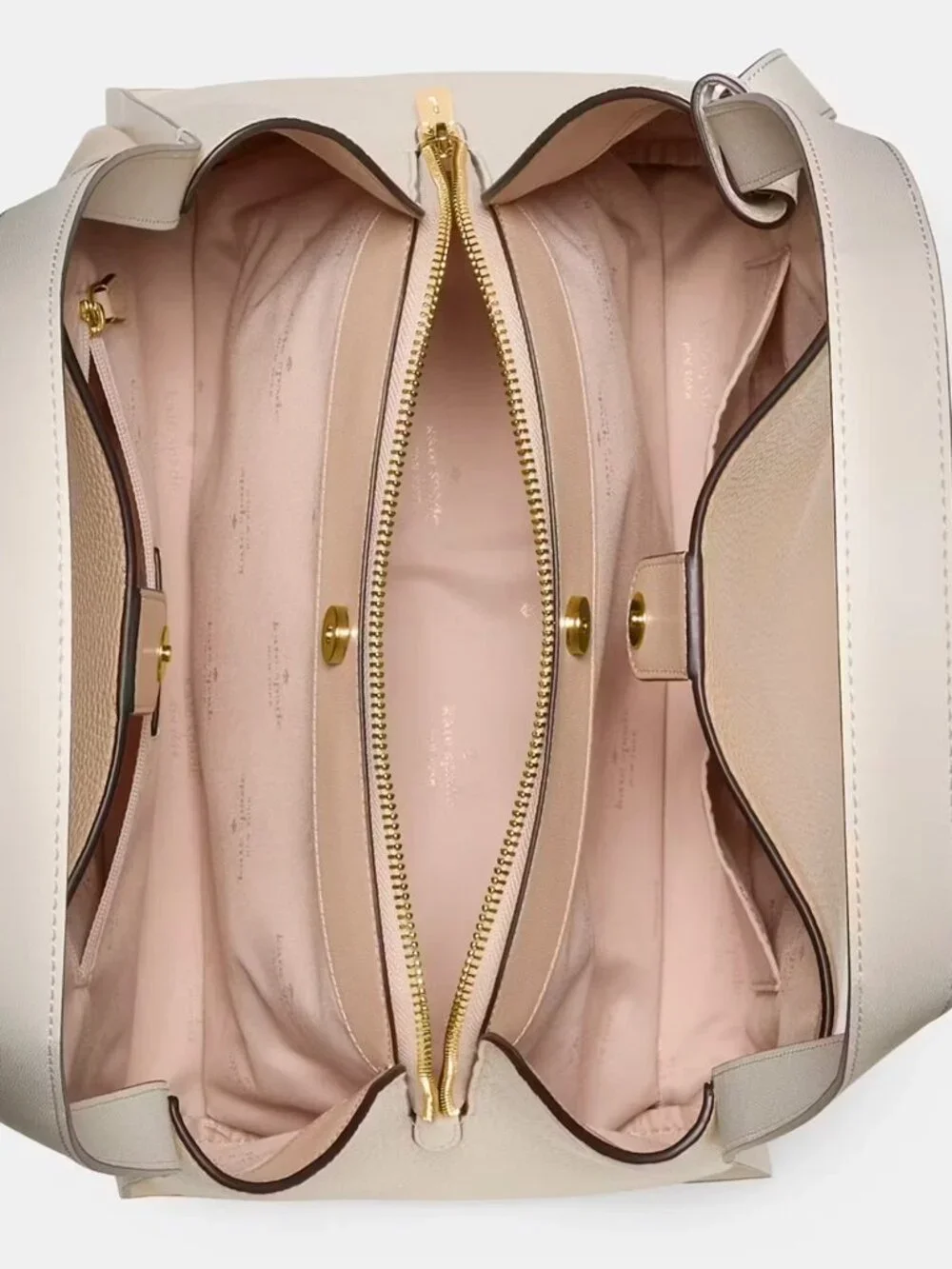 S Kate Spade Knott Large Shoulder Bag Beige & Ivory Leather Purse KM662 NWT $399